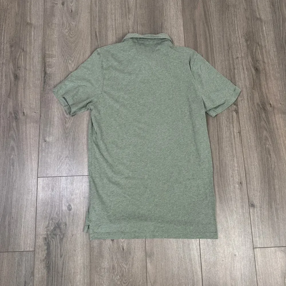 J.Crew Sueded Jersey Cotton Polo Shirt Mens M Tall Green Short Sleeve Pullover